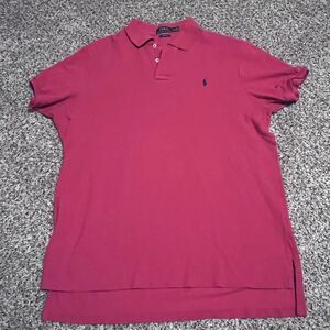 Polo Ralph Lauren Polo Shirt Mens XL‎ Red Short Sleeve Custom Fit Pony